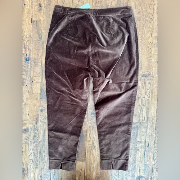 NWT Frances Valentine Lucy Stretch Velvet Cigarette Pants Chocolate Size 14 - Picture 6 of 9